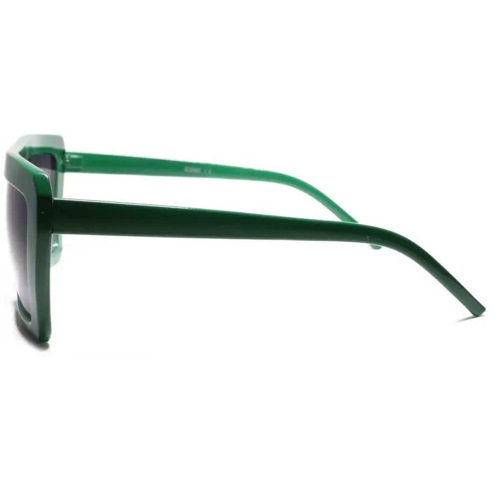 Dark Green Square Sunglasses Gray Gradient Lens Retro 70s 80s